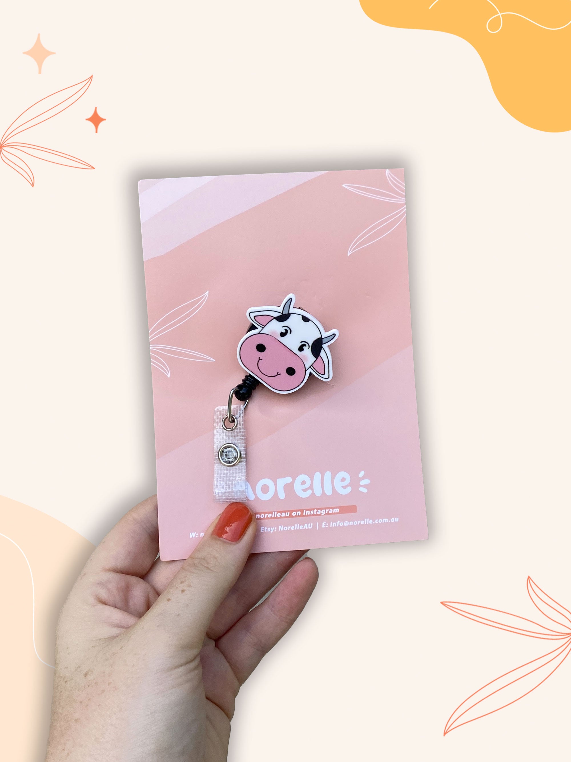 Badge Reel with Cute Cow