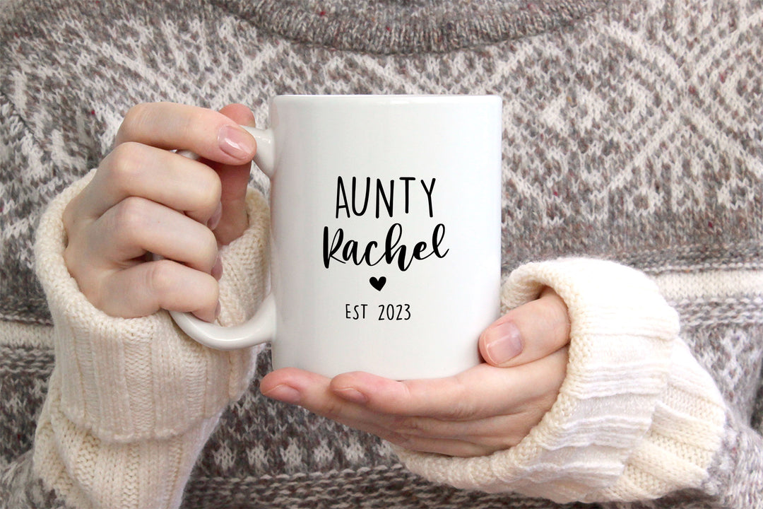Promoted to Aunty Personalised Name and Year Mug